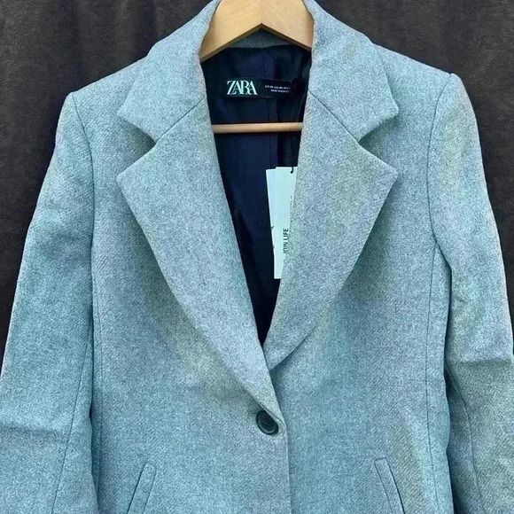 ZARA NEW TWO BUTTON WOOL BLEND COAT GRAY WOMENS SIZE XS JACKET TWO BUTTON - Picture 9 of 12